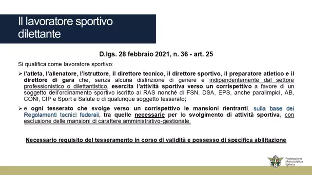 Introduzione al Lavoro Sportivo