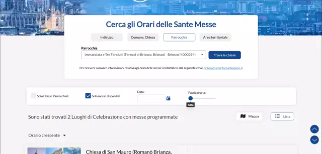 Inserimento Orari delle Messe