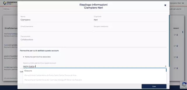 Gestione e creazione account